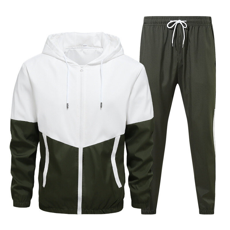 Men Casual Sets Mens Hooded Tracksuit Sportswear Jackets+Pants 2 Piece Sets Hip Hop Running Sports Suit 3Xl