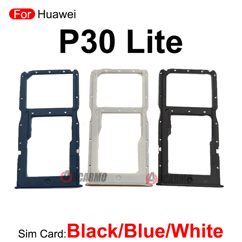 SIM 카드 트레이 슬롯 홀더 교체 부품, 화웨이 P30 라이트 P30Lite, 블루 블랙 화이트