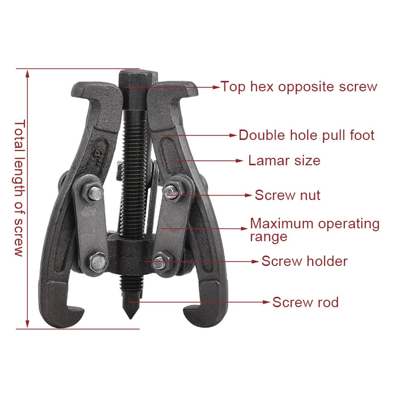 1pcs 3\" 75mm Gear Bearing Puller Tool Hub Multifunctional Puller Kit 3 Jaw Reversible Fly Wheel Pulley Removal Extractor
