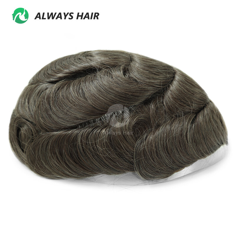 A buon mercato 130% densità parrucchino capelli uomini capelli umani indiani 0.10-0.12 spessore pelle parrucca capillare per capelli da uomo parrucca maschio libera nave