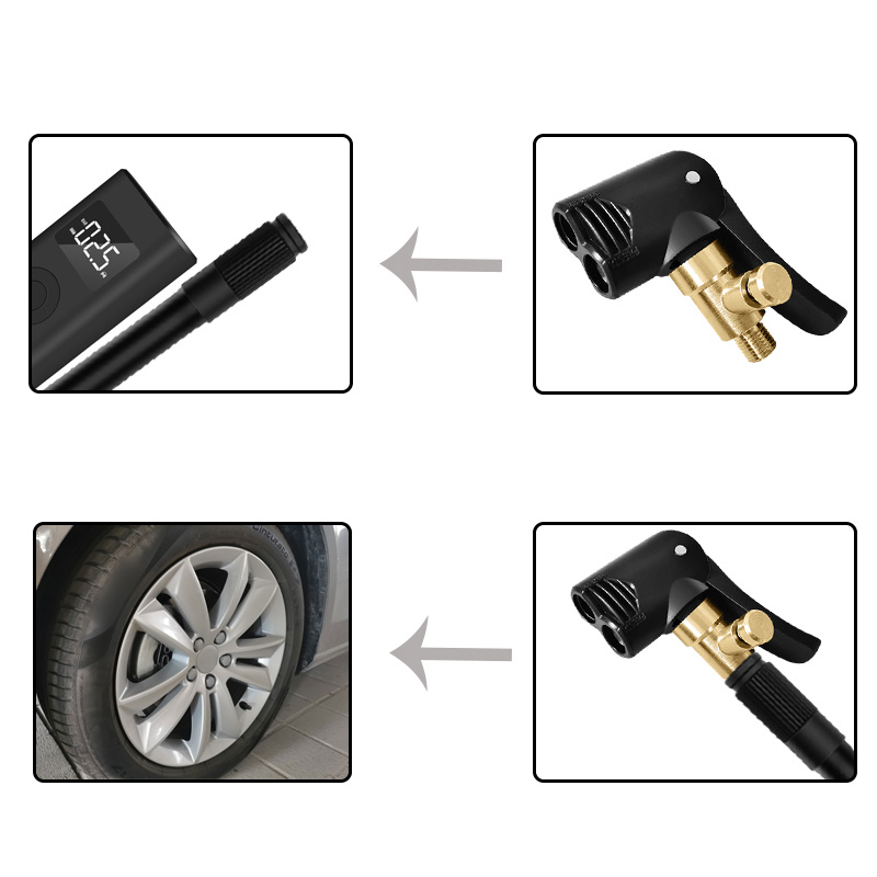 Pince de Valve de pneu de voiture 2 en 1, buse de pompe en laiton, connecteur de gonfleur, adaptateur de Valve de pompe gonflable, accessoires de pneu