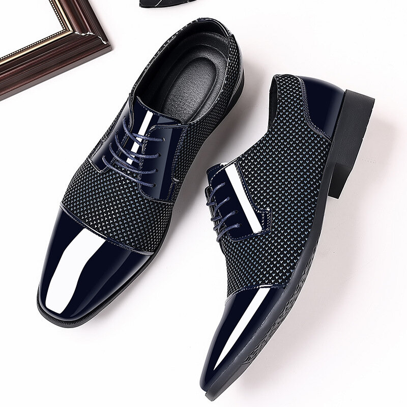 Туфли-оксфорды мужские классические, на шнуровке, заостренный носок, Классическая Брендовая обувь для свадьбы, деловые, большие размеры 39-46