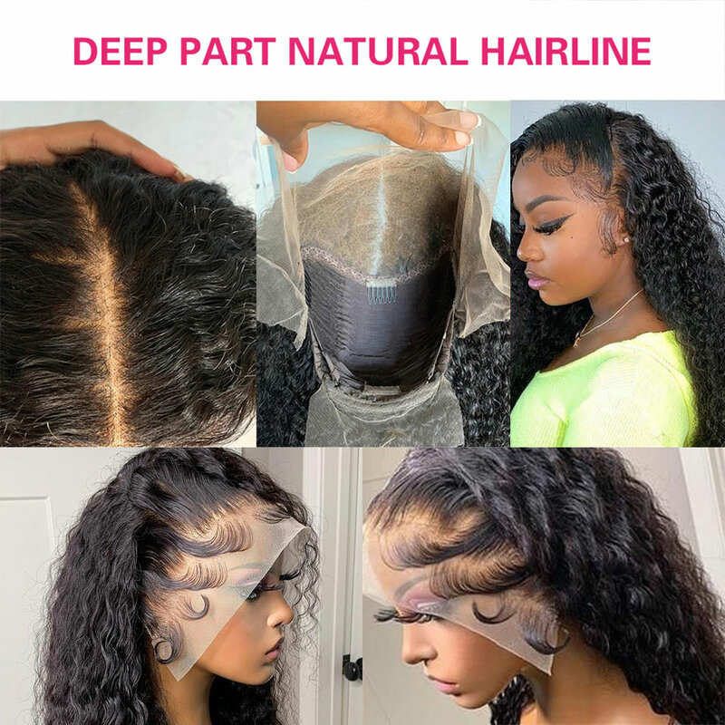 Perruques Lace Frontal Wig Deep Wave Hd bouclées pour femmes, cheveux brésiliens, 13x6, 30 pouces, 13x4, 40 pouces