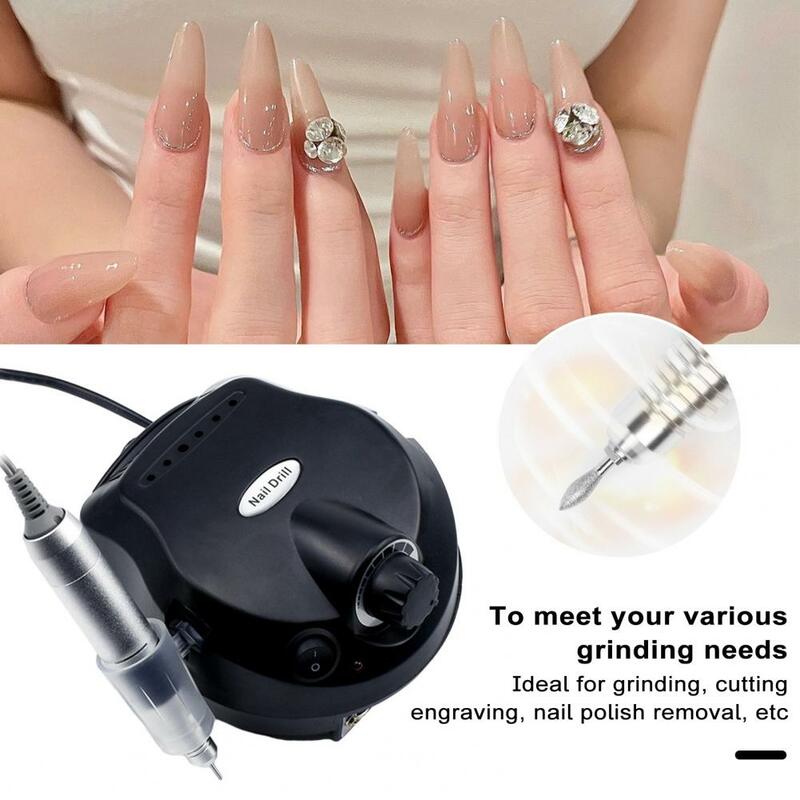 Nail Surface Smoother Professional Electric Nail Polisher Set with 6 Grinding Heads Strong Motor Manicure Polisher for Nail Care