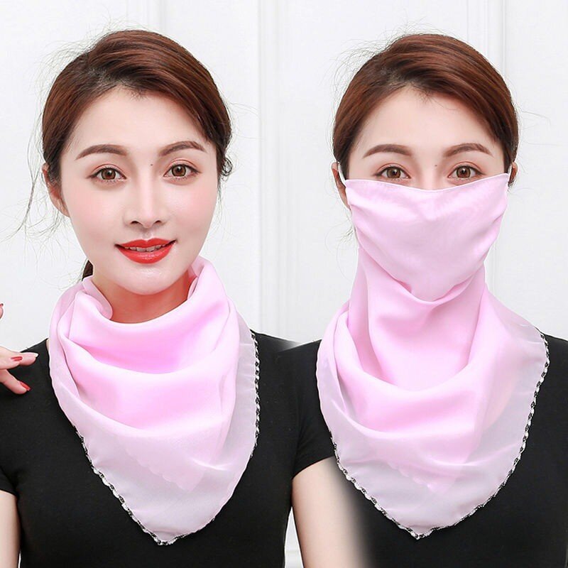 Women Outdoor Cycling Chiffon Breathable Scarf Shawl Veil Face Neck Cover Sun Protection Small Scarf Sun Resistant Neck Mask