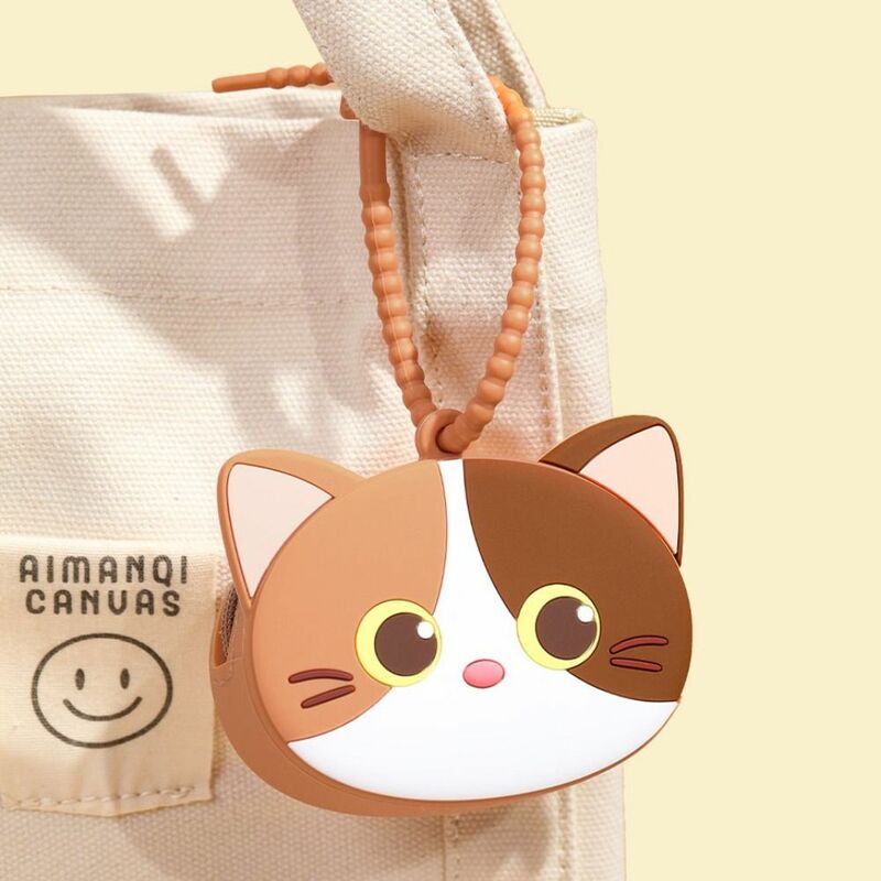 Silicone Zipper Coin Purse para estudante, Cartoon Storage Bag, Cat Pendant, Chaveiros Purse, Novo