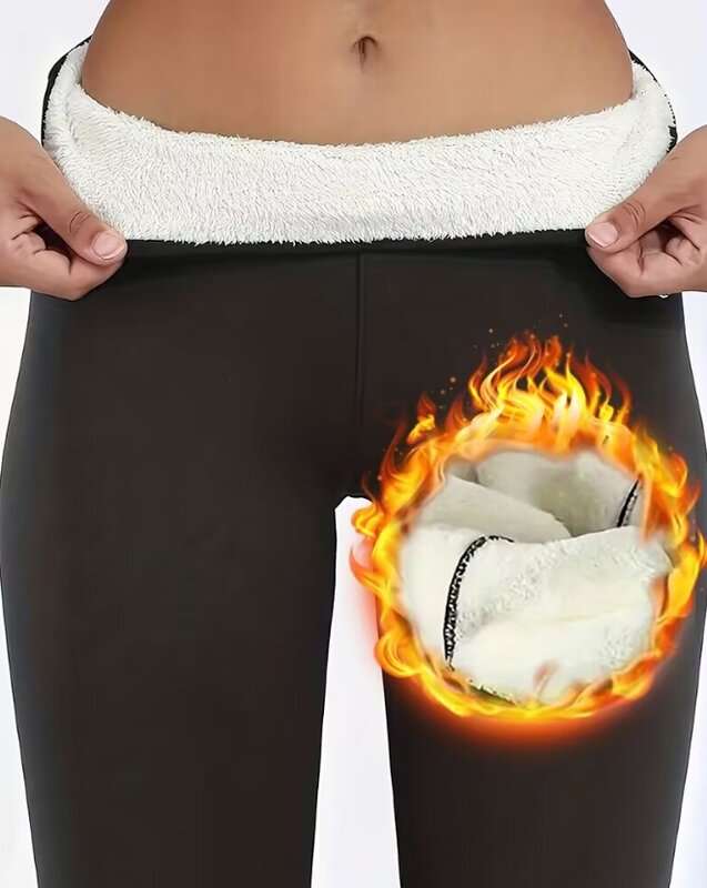 Pantalon taille haute doublé sourire pour femme, leggings d'entraînement de sport chauds, plus velours, optique, rinçage, hiver, 2023