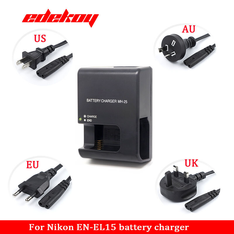 Cargador de batería de MH-25 para cámara, accesorio para Nikon MH-25 MH 25 MH25 EN-EL15 EN EL15 ENEL15 V1 D600 D610 D7100 D810 D7000 D800