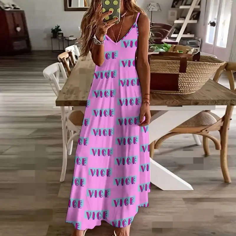 Vice - Miami Vice Style Design und Farben ärmelloses Kleid Luxus kleid Damen bekleidung