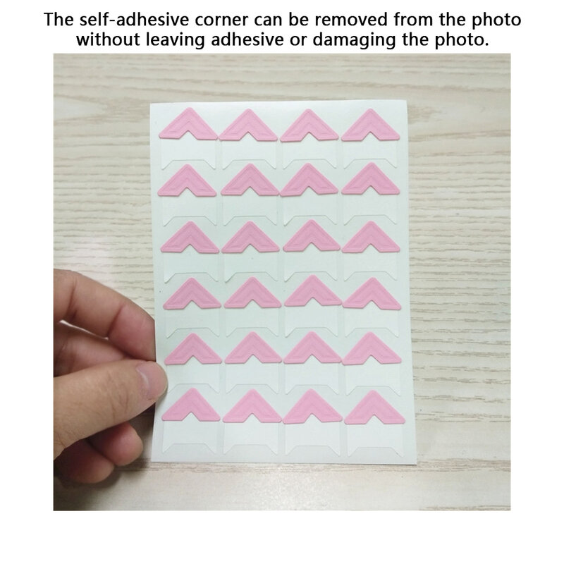 24 Stuks Montage Hoekstickers Zelfklevende Foto Sticker Waterdichte Plakboeken Hoeken Beschermen Decor Diy Roze