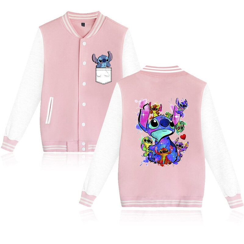 Sudadera gótica Y2k con capucha de Disney para mujer, chaqueta de béisbol Lilo Stitch, sudadera de Hip Hop, chaquetas Harajuku, ropa de calle, abrigos universitarios sueltos