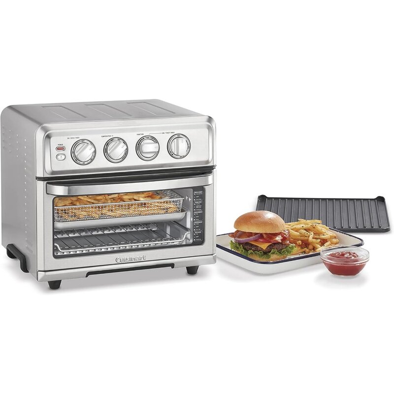 Air Fryer + Convection Toaster Oven, 8-1 Oven with Bake, Grill, Broil & Warm Options, Stainless Steel, TOA-70