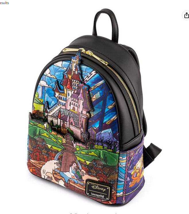 MINISO Disney Marvel Loungefly Beauty and The Beast Princess Bell Backpack Girls School Bag Children's Leisure Bag