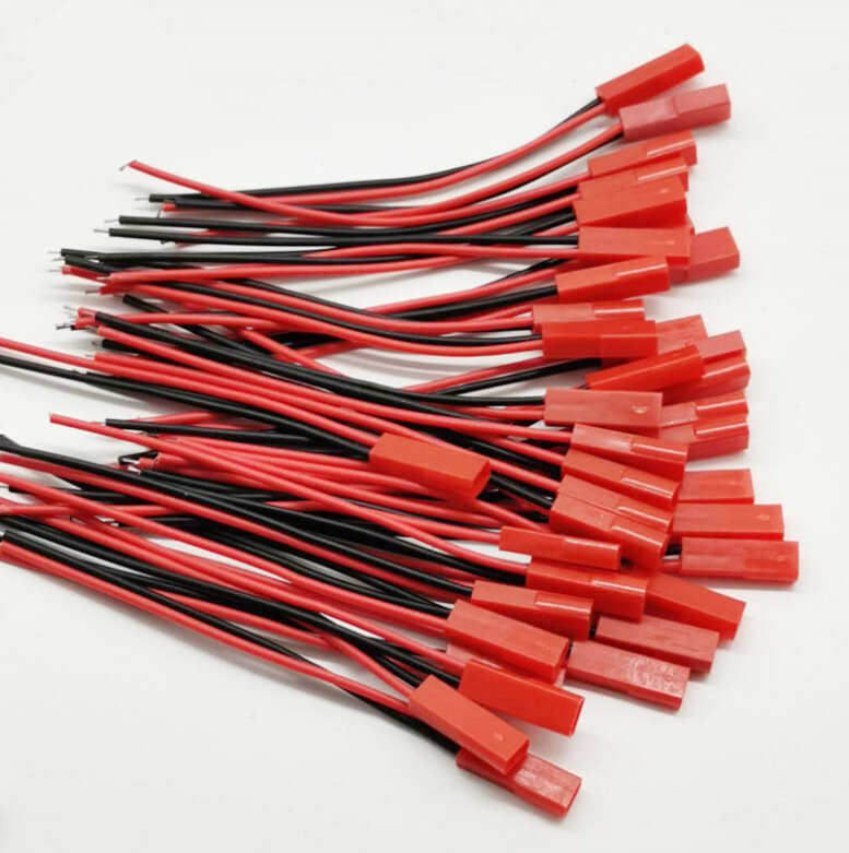 Cables Conectores de 2 Pin Macho+Hembra JST, 10 pares de 100 mm, 200 mm, Cable de alambre, Batería de Juguetes RC, Lámpara LED