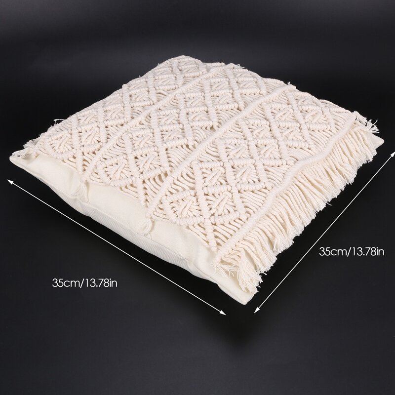 Boho Style Linen Cotton Tassels Pillow Cover Handmade Throw Cushion Cotton Rope Pillowcase Home Sofa Decorative