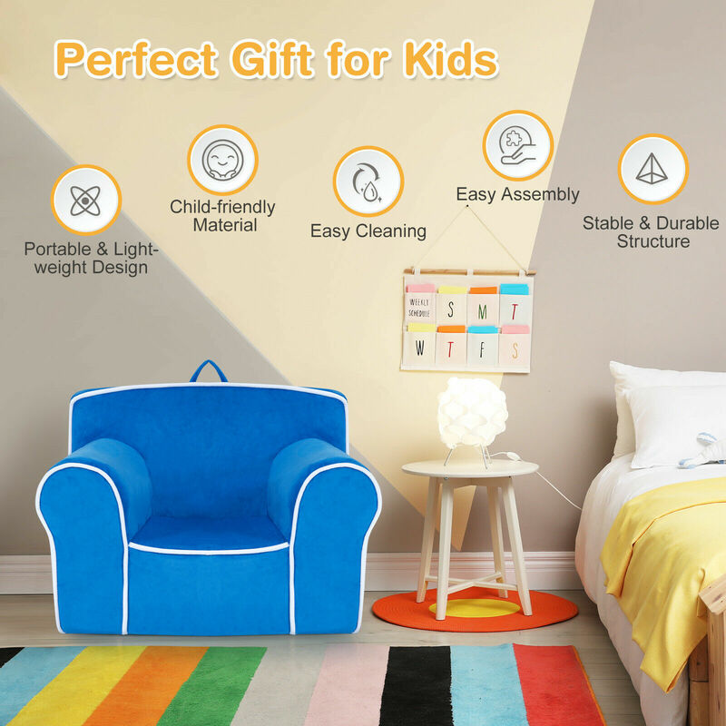Dzieci Sofa maluch pianka wypełniony fotel w/aksamitna tkanina dziecko idealny prezent niebieski HV10047BL