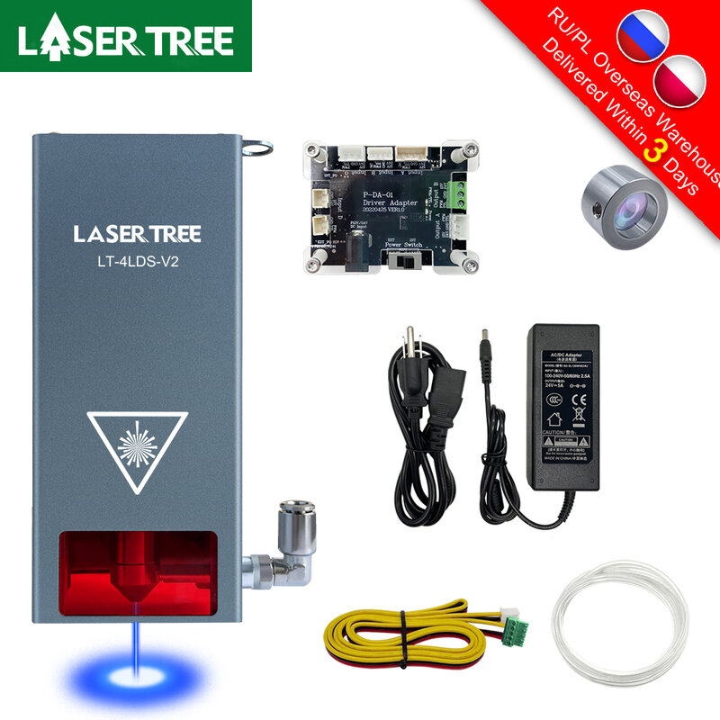 LASER TREE-Cabeça Laser para Gravador CNC, Corte de Madeira, Ferramentas DIY, Módulo Laser de Luz Azul, TTL, PWM, 80W, 40W, 30W, 20W, 450nm
