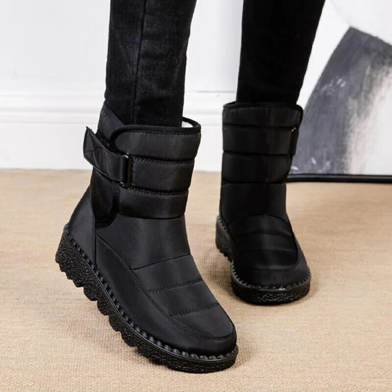Buty damskie śnieg pluszowe buty damskie wsuwane buty platformy damskie buty futro wodoodporne botki Chunky Botas Mujer buty zimowe