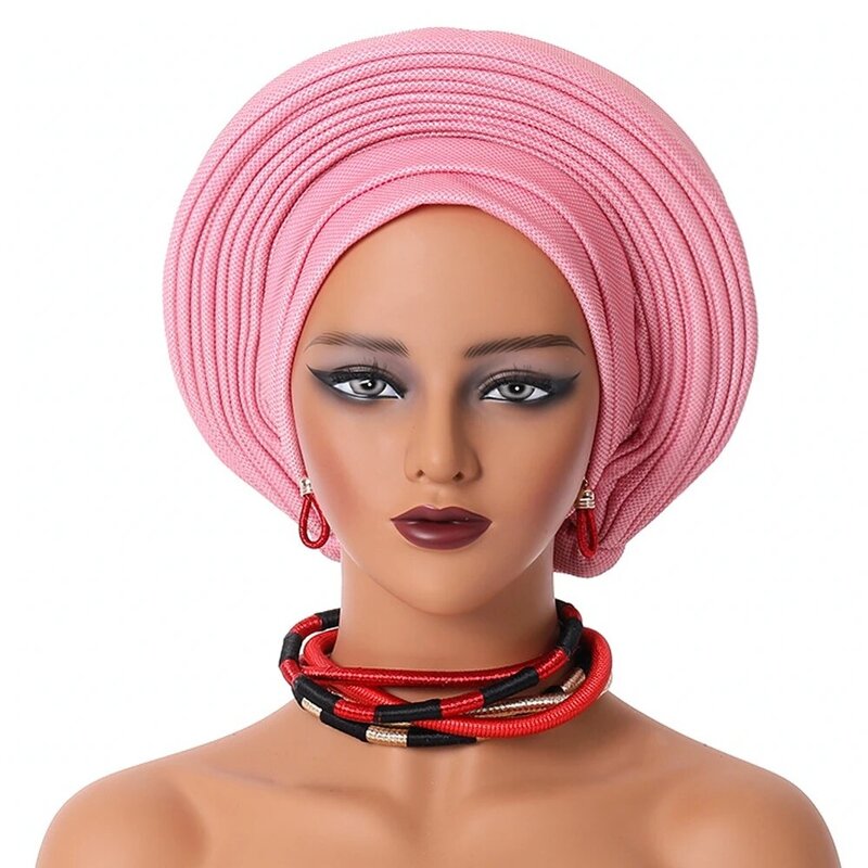 Gorros de cabeza de Color caramelo para mujer, Hijab musulmán, gorros de moda, turbante plisado elástico de cuerpo completo para mujer