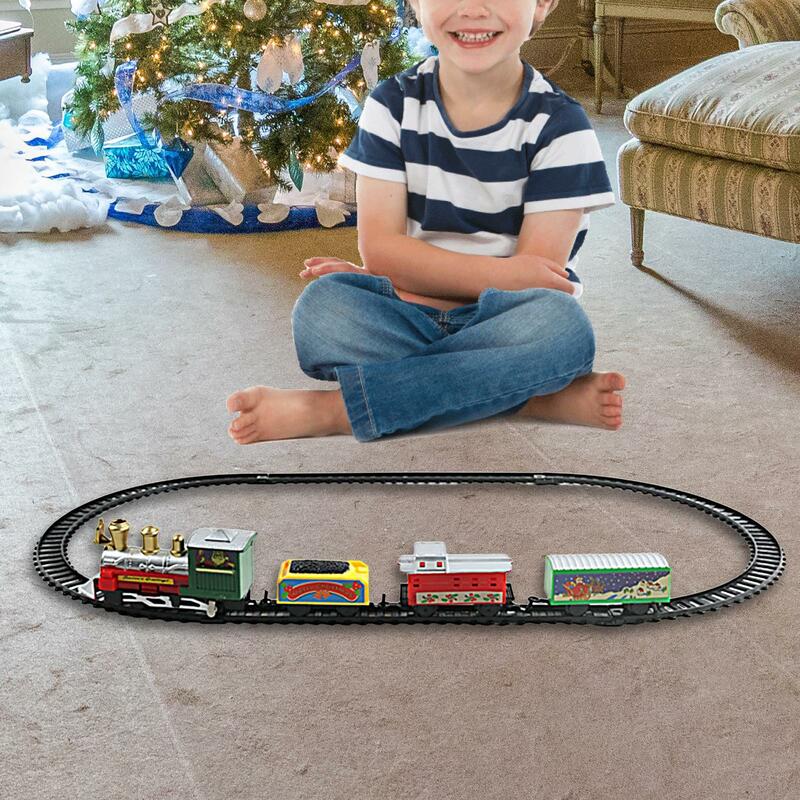 Juegos de trenes eléctricos para niños, decoración navideña para árboles de Navidad, juego de vías de ferrocarril para niños pequeños, regalos para niños de preescolar de 4 a 7