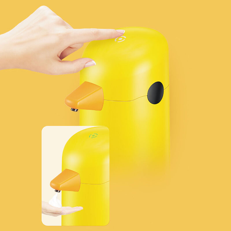ليتل الأصفر بطة التلقائي المطهر اليد التعريفي آلة الذكية رغوة غسل الهاتف الكرتون الأطفال موزع الصابون غسالة