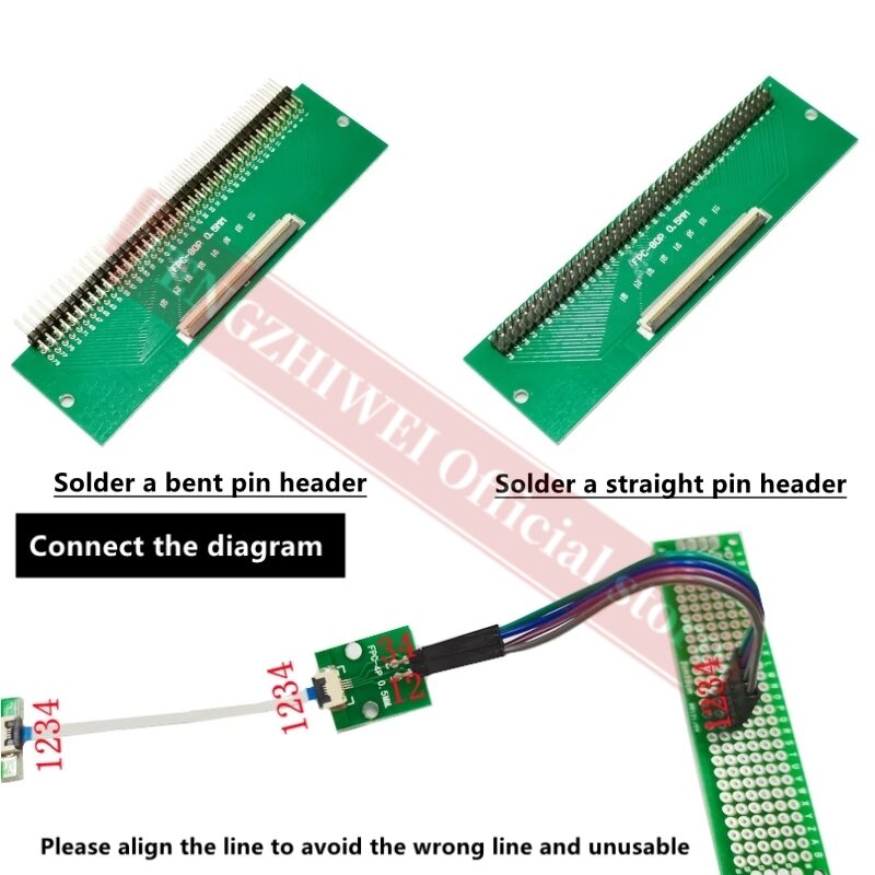 2 Stuks Ffc/Fpc Adapter Board 0.5Mm-80P Tot 2.54Mm Gelaste 0.5Mm-80P Flip-Top Connector Gelaste Rechte En Gebogen Pin Headers