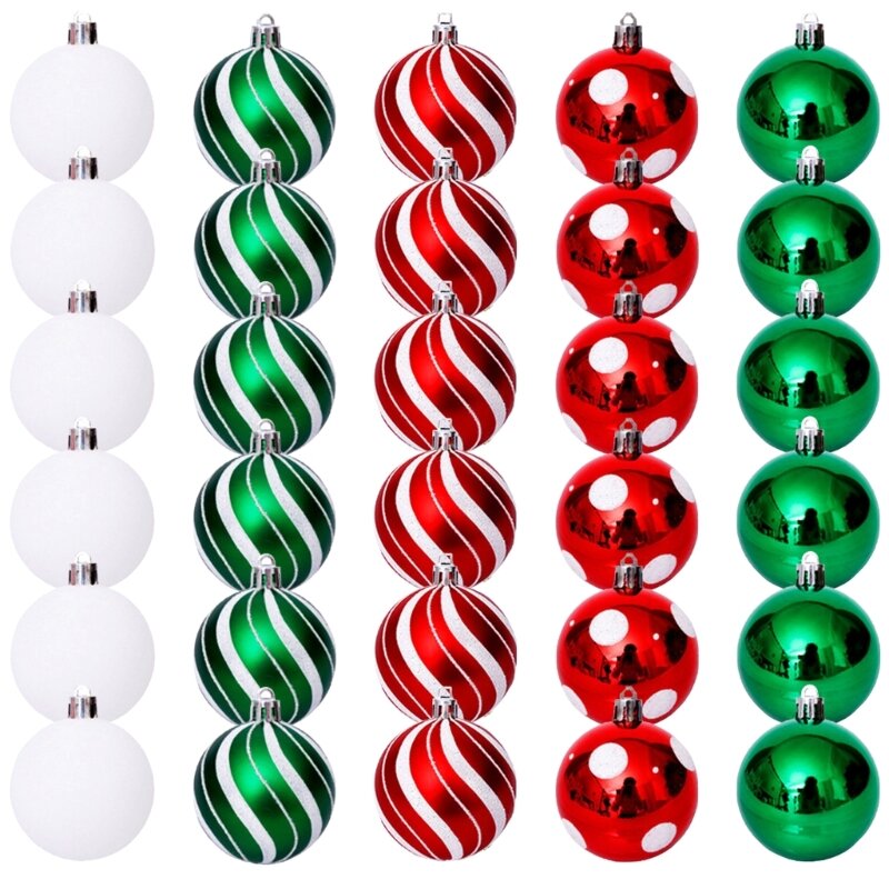 30 peças bolas glitter festivas árvore conjunto ornamento suspensão decorações plástico para decoração