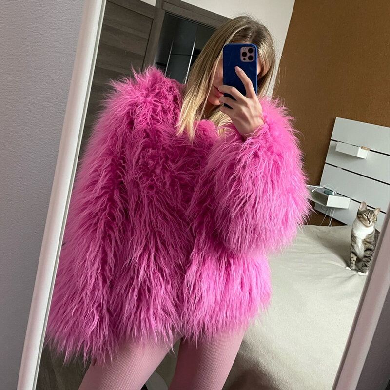 Cappotti di pelliccia donna autunno inverno Top Fashion cappotto di pelliccia sintetica rosa elegante giacche di pelliccia sintetica calda spessa per le donne 2022