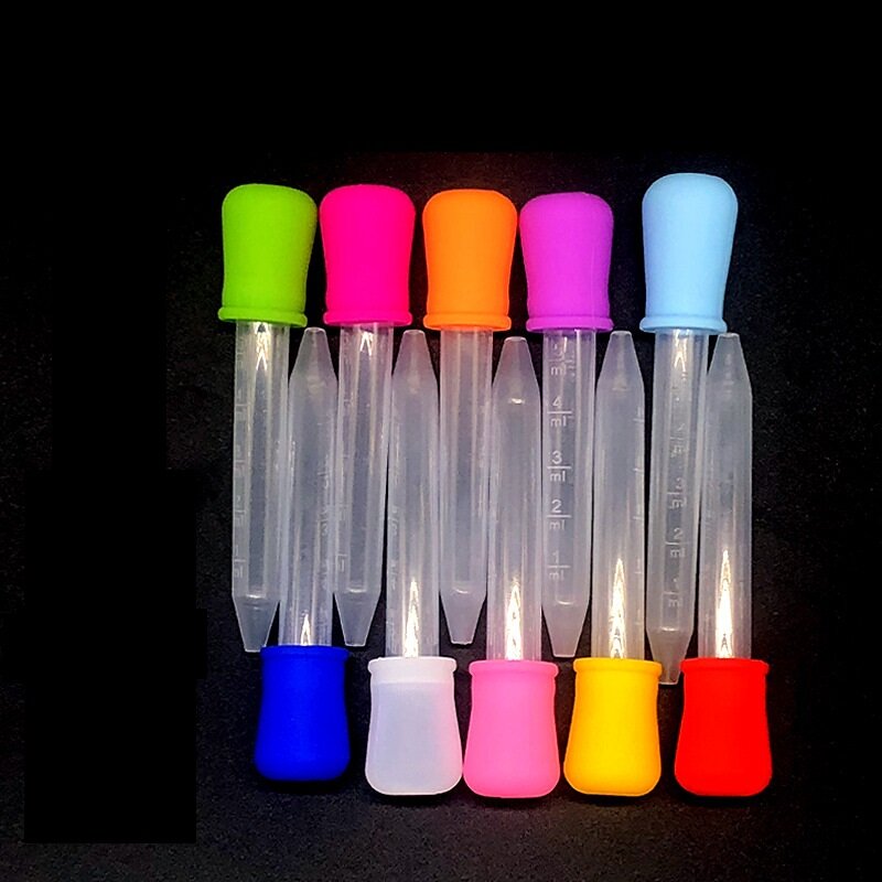 Pequeno conta-gotas pipeta plástica de silicone, suprimentos de laboratório escolar, medicina, suco, água, líquido, olho, orelha, 5ml