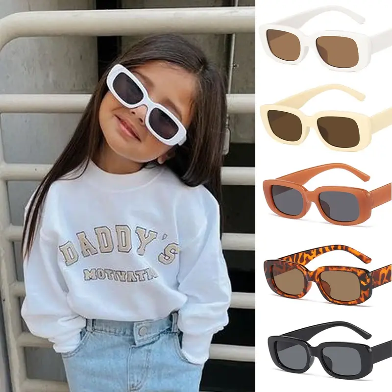Vintage Frosted Rectangle Sunglasses for Children, Outdoor, Girls, Boys, Sweet, Protection, Classic Kids Sunglasses, Cute, UV400