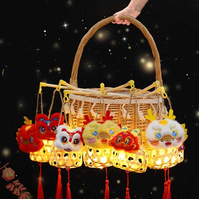 โคมไฟไม้ไผ่มือถือสำหรับปีใหม่เทศกาลฤดูใบไม้ผลิแบบทำด้วยมือโคมไฟแบบถือเทศกาลไม้ไผ่สไตล์จีน