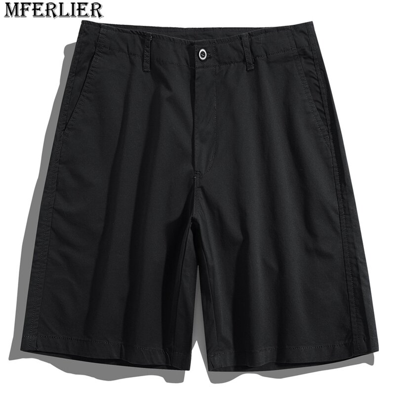 Calça curta de verão monocromática masculina, shorts da moda casual, fundo masculino, preto, cáqui