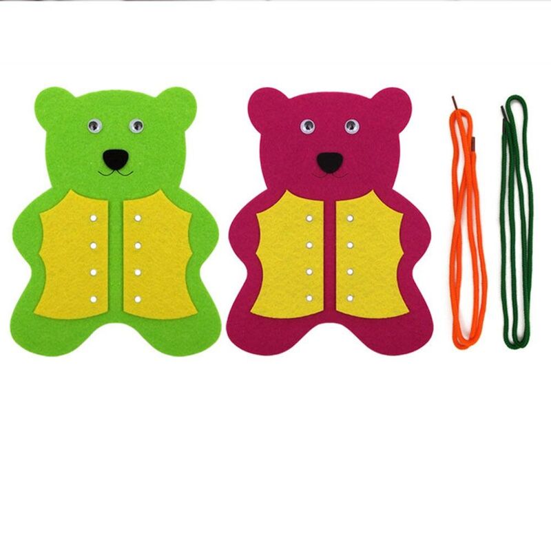 Multicolore insegnamento cravatta lacci delle scarpe giocattolo come legare orso pesce non tessuto giocattolo di apprendimento Montessori bambino
