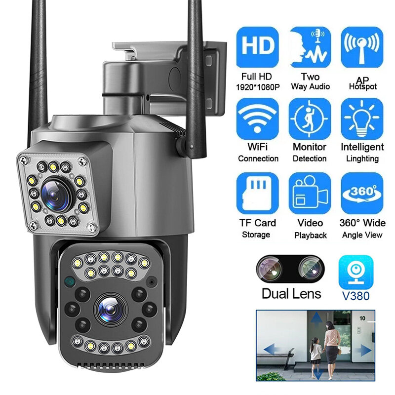Cámara CCTV V380 Pro, 4K, 4MP, WiFi, Tarjeta SIM 4G, cámara de seguridad IP para exteriores, llamada bidireccional, visión nocturna a Color, AI, WiFi