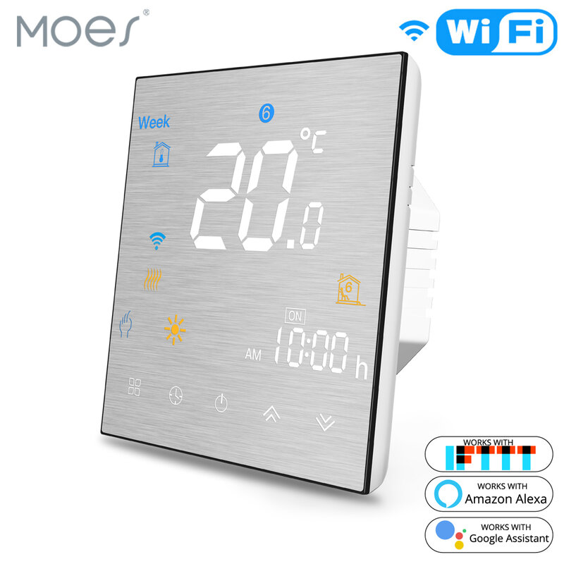 Умный термостат MOES, Wi-Fi контроллер температуры для воды/Электрического Подогрева пола/газового котла, работает с Alexa Google Home