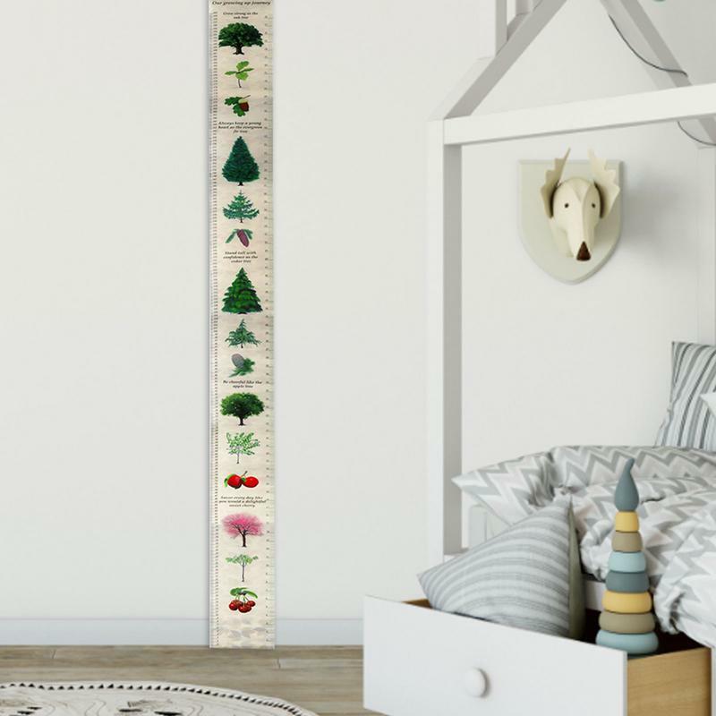 Tabla de altura de crecimiento extraíble para niños, lona y madera, regla de pared de medida extraíble, decoración de habitación de pared