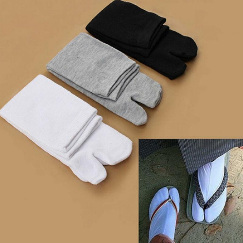 Calcetines japoneses de Kimono para mujer, Chanclas, sandalias, Punta dividida, Geta Tabi Ninja, Unisex, transpirables, 2 dedos, 1 par