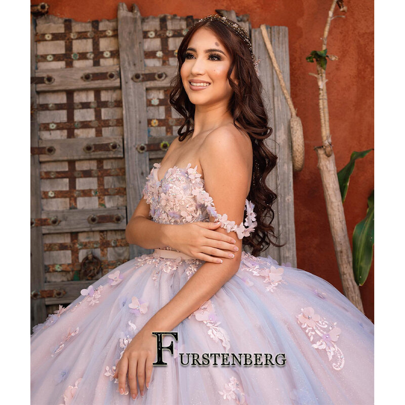 Fanshao trend ige 3d blumen quince anera kleider für 15 ans applikationen ballkleid perlen schnüren vestidos de baile auf bestellung