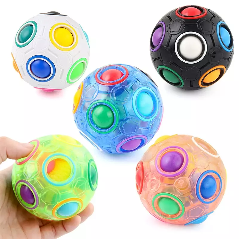 Magic Rainbow Puzzle Ball Fidget Anti Stress Toys for Children Adult Creative Stress Relief Colors Matching Ball Fun Games Gifts