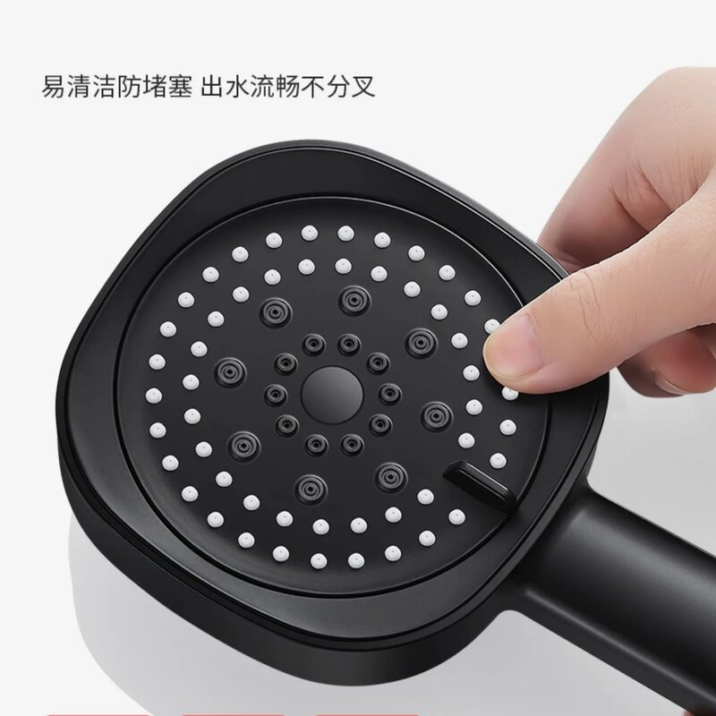 High Pressure Shower Head Black Silver 5 Modes Large Flow Showerhead with Hose Water Saving One-Key Stop Bathroom Spray Nozzle