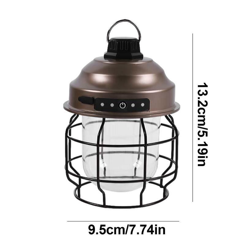Luz de acampamento portátil com gancho, lâmpada de tenda recarregável, IPX4 impermeável, 130-180 Lumens, 3600 mAh bateria, lanternas de quintal