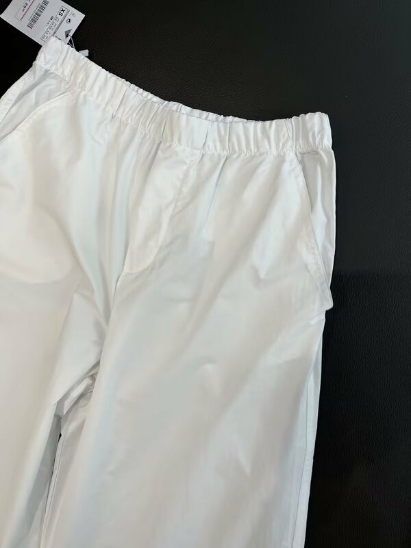 Pantalones tobilleros de nailon para mujer, pantalón Vintage de cintura alta elástica con bolsillos laterales, a la moda, 2023