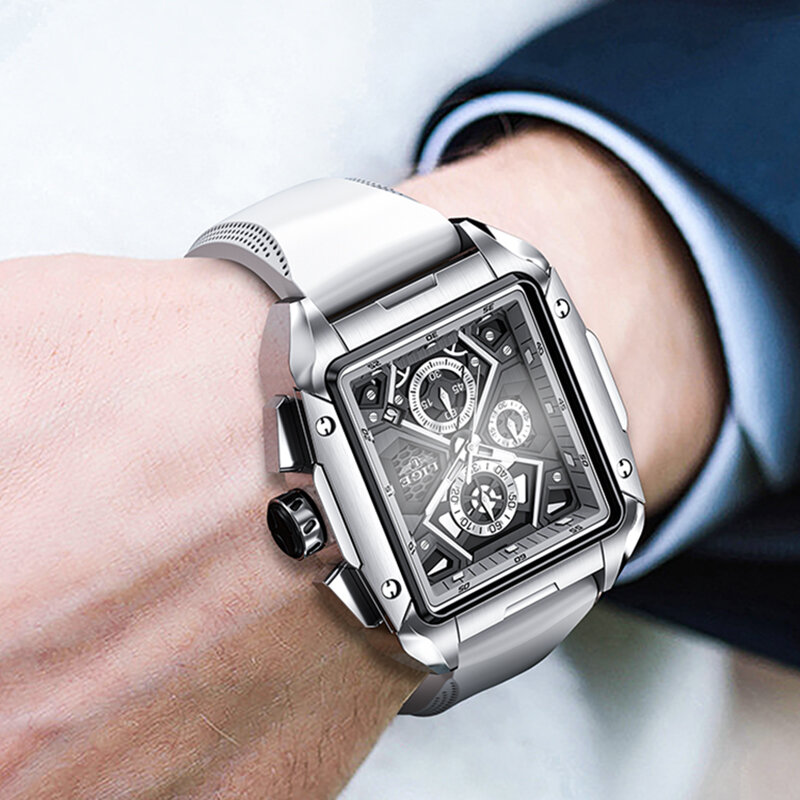 Lige Luxus Casual Sport uhr Top Marke kreative Chronograph Silikon armband Datum leuchtende wasserdichte große Männer Uhren männliche Uhr