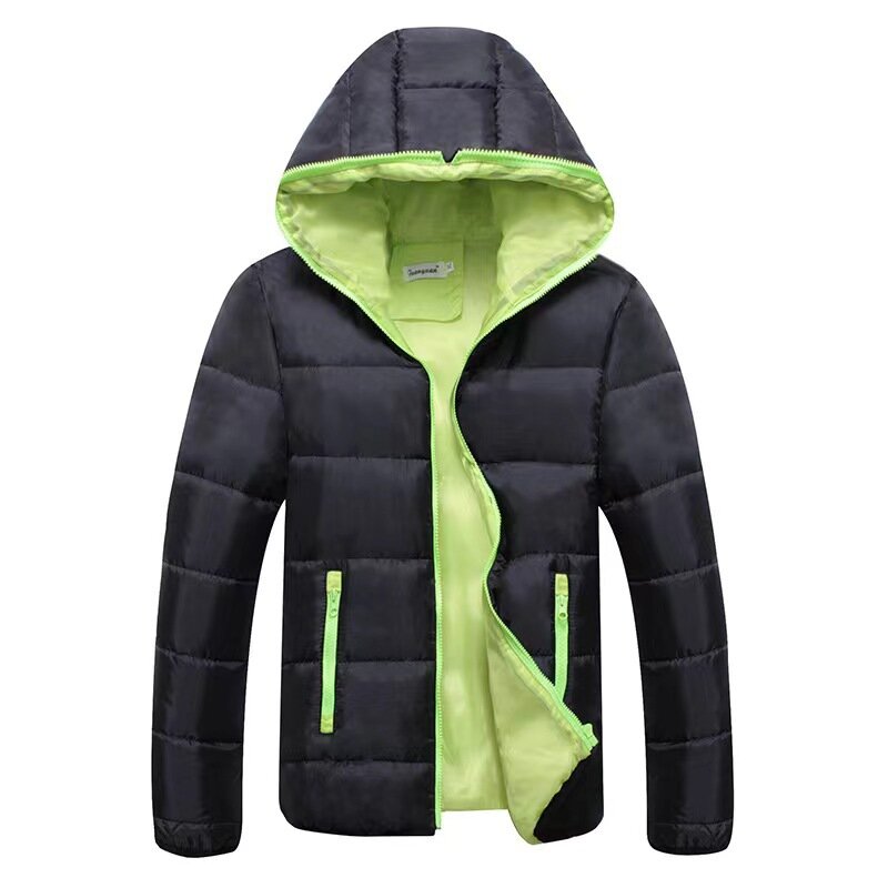 Men's Cotton Padded Zipper Slim Fit Hooded Jacket Winter Parkas Korean Fashion Warm Fleece Windbreaker Coat