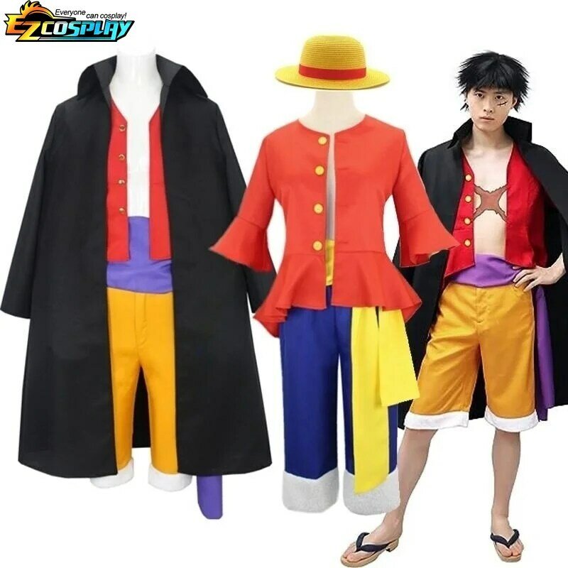 Singe D. Costume de Luffy pour hommes, manteau de cosplay, tenues de campagne de Wano, ensemble complet de fête d'Halloween