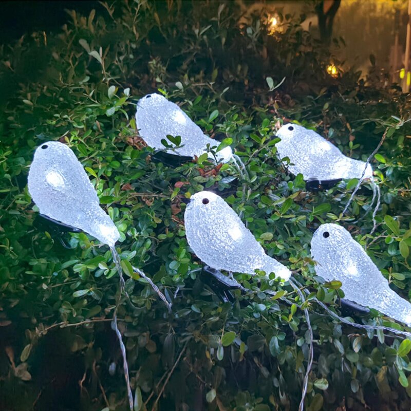 Klip 5 LED pada akrilik Robins lampu taman luar ruangan burung dekorasi Natal Natal
