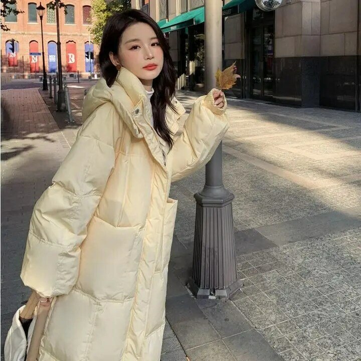 Женское пальто на молнии с капюшоном и длинным рукавом, свободная однотонная хлопковая пуховая модная повседневная теплая осенне-зимняя парка N225