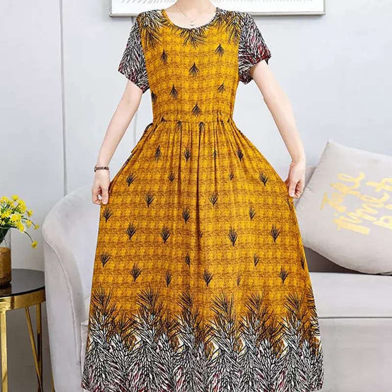 2024 New Style Pure Cotton Silk Dress Summer Beautiful and Beautiful Overall Silk Dress Dress for Women