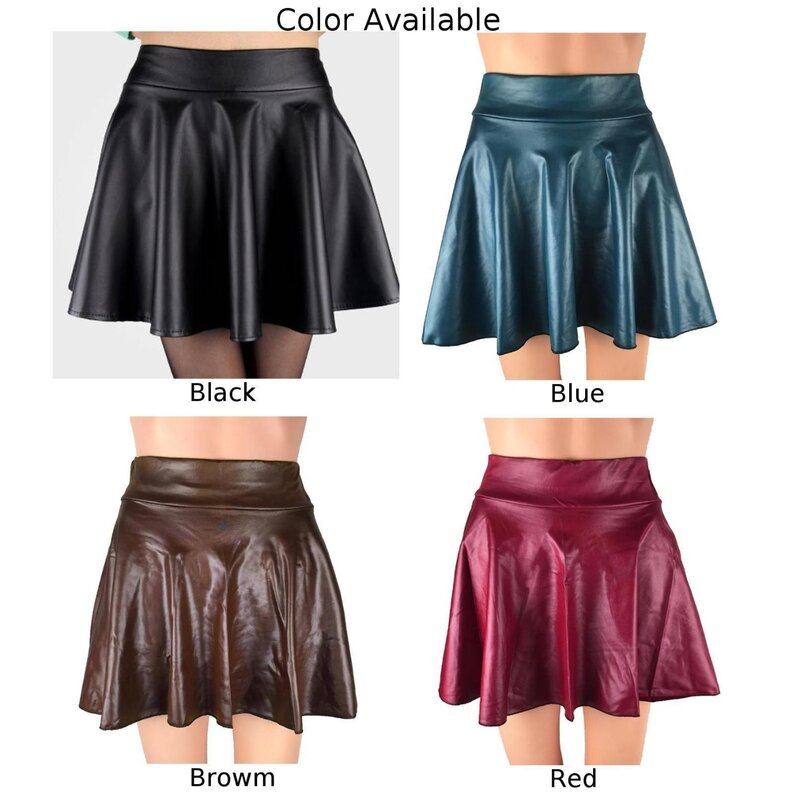 Mini Skirt Women\'s Skirts SkirtSun SkirtPleated Summer Cosplay Clubwear Faux Leather Leather Skirt Schoolgirl