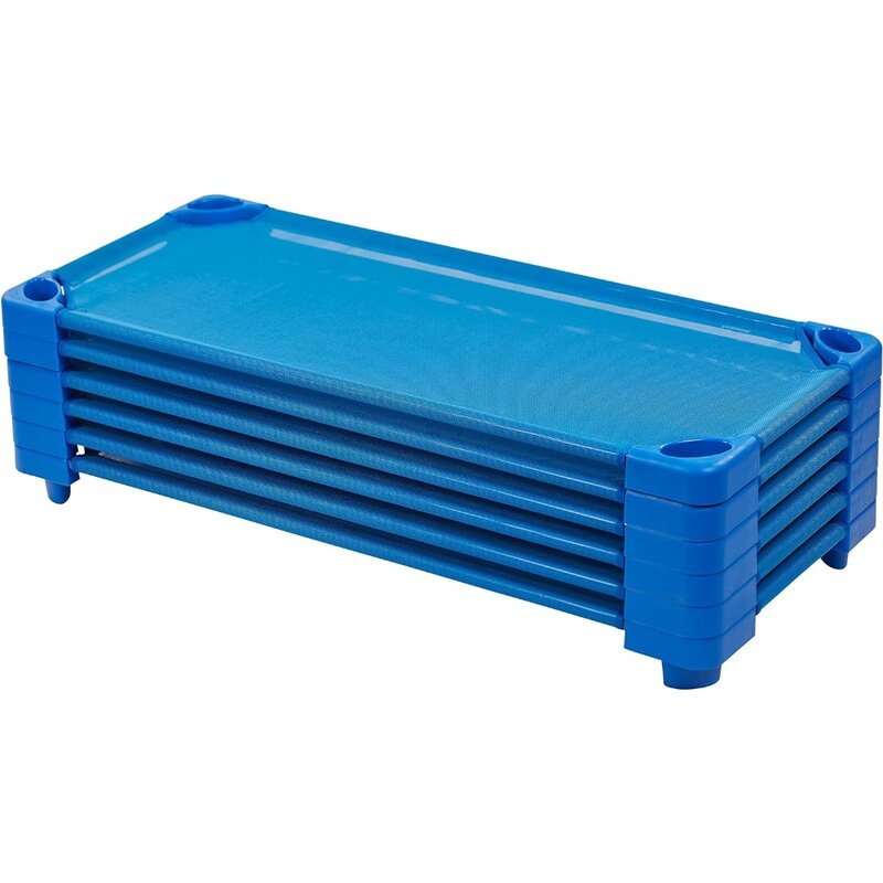 Mobilier bleu empilable pour chambre anti-irritation, lit d'enfant, taille standard, prêt à assembler, paquet de 6